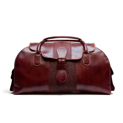 Handmoo Leder Reisetasche 65cm Herren – Weekender Duffel Bag aus Vollnarbenleder Braun