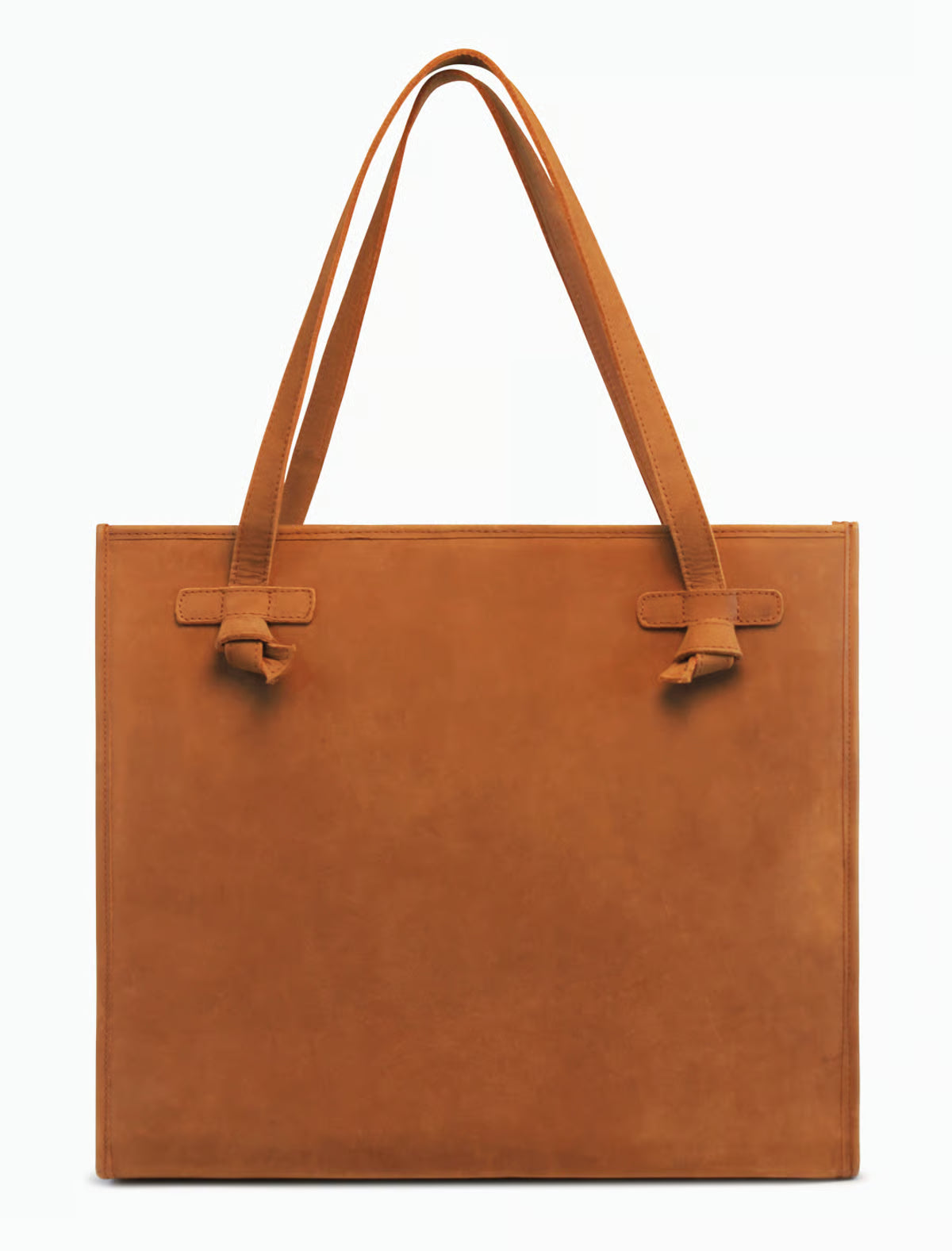 Große Wildleder Tote Bag Damen – Schultertasche mit Knoten-Details in Camel