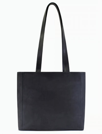 Große Wildleder Tote Bag Damen – Minimalistische Schultertasche in Dunkelblau