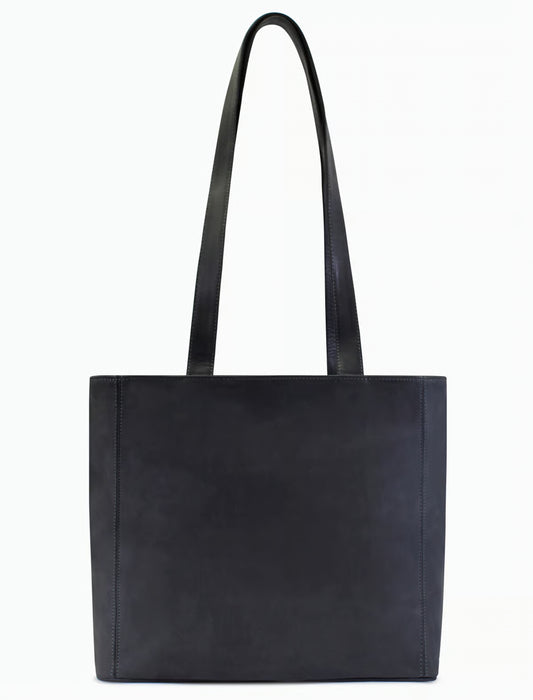 Große Wildleder Tote Bag Damen – Minimalistische Schultertasche in Dunkelblau