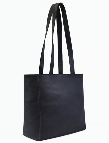 Große Wildleder Tote Bag Damen – Minimalistische Schultertasche in Dunkelblau