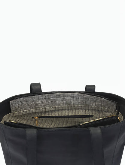 Große Wildleder Tote Bag Damen – Minimalistische Schultertasche in Dunkelblau