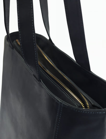 Große Wildleder Tote Bag Damen – Minimalistische Schultertasche in Dunkelblau