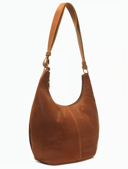 Handgefertigte Leder Hobo Bag Damen – Minimalistische Schultertasche in Braun