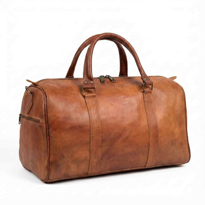 Handmoo Cognac Leder Reisetasche 50cm – Handgefertigte Weekender Duffle Bag