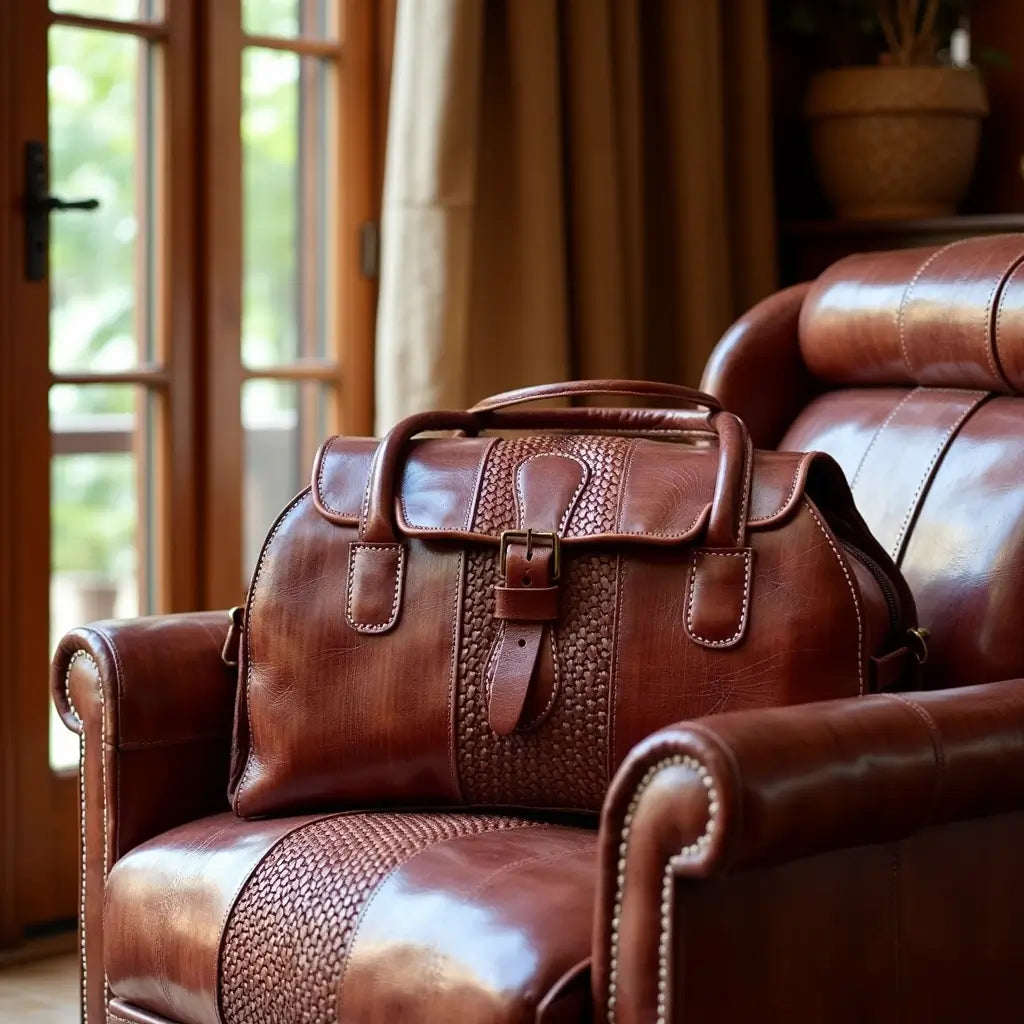 Brown Leather Travel Bag For Men – Handcrafted Weekender Duffel