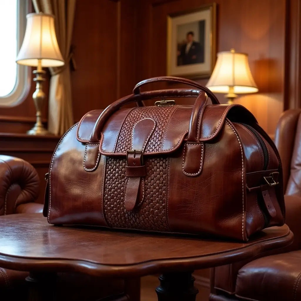 Brown Leather Travel Bag For Men – Handcrafted Weekender Duffel