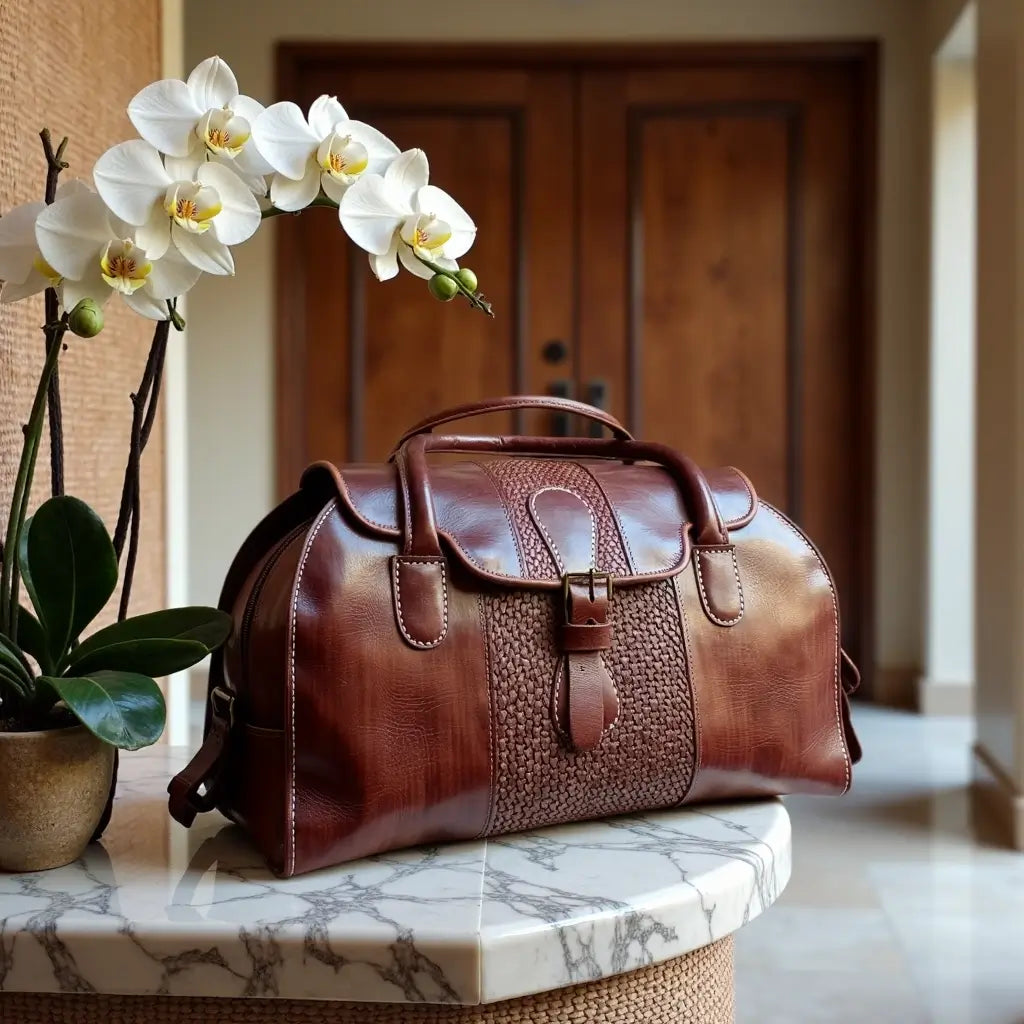 Brown Leather Travel Bag For Men – Handcrafted Weekender Duffel