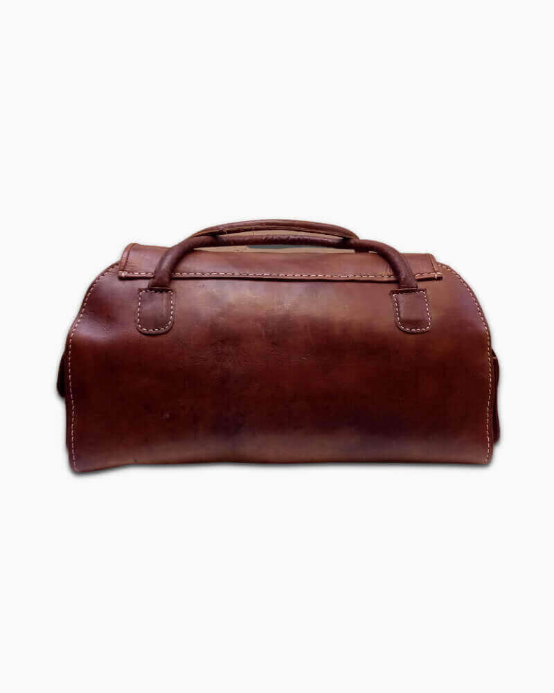 Brown Leather Travel Bag For Men – Handcrafted Weekender Duffel