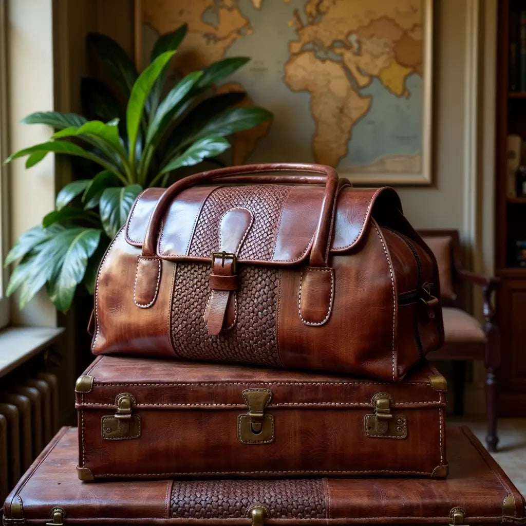 Brown Leather Travel Bag For Men – Handcrafted Weekender Duffel