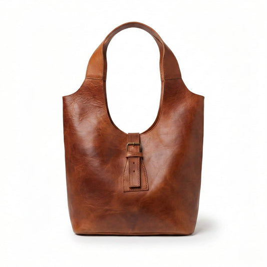 Brown Leather Shoulder Bag – Handcrafted Minimalist Hobo Design