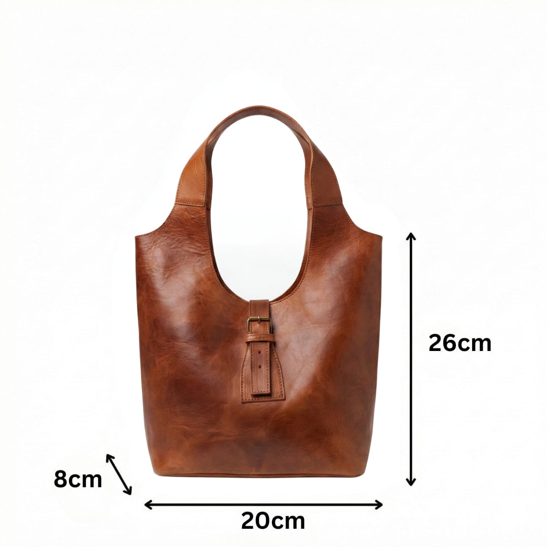 Brown Leather Shoulder Bag – Handcrafted Minimalist Hobo Design