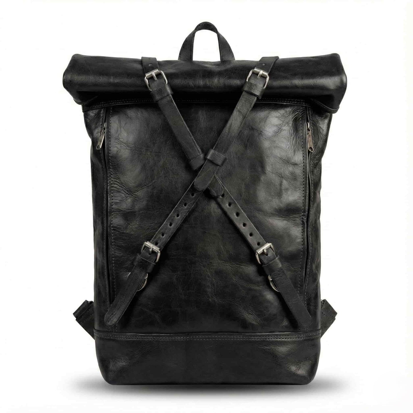 Handmoo Leder Rolltop Rucksack – Erweiterbarer Handgefertigter Backpack (15″ Laptop)