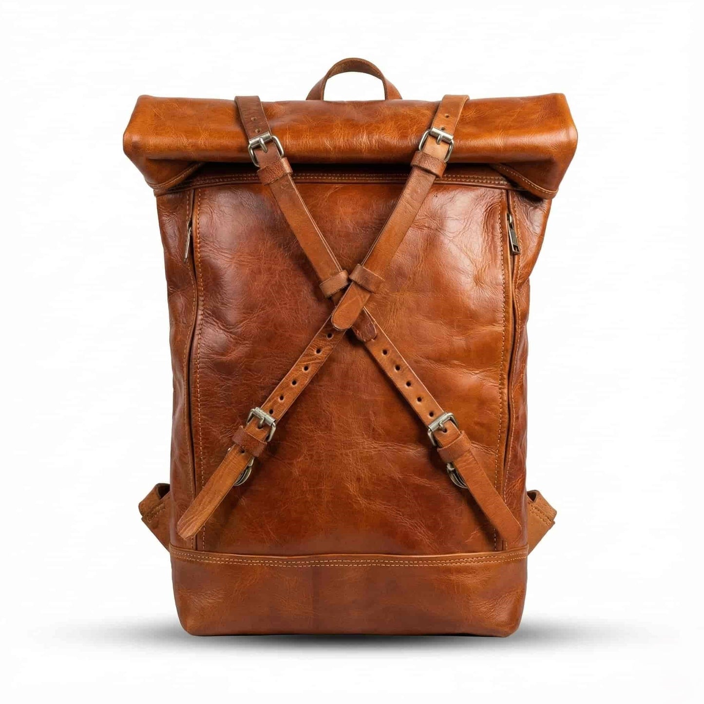 Handmoo Leder Rolltop Rucksack – Erweiterbarer Handgefertigter Backpack (15″ Laptop)