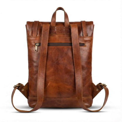 Handmoo Leder Rolltop Rucksack – Erweiterbarer Handgefertigter Backpack (15″ Laptop)